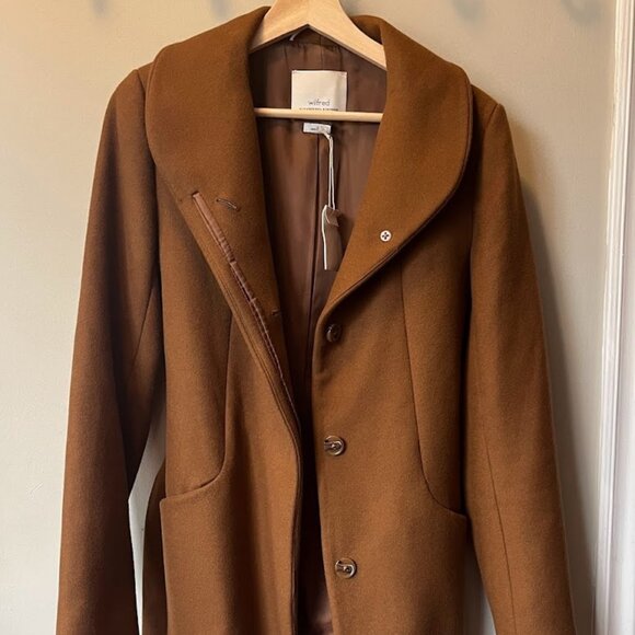 Wilfred wool/cashmere coat with belt. Brown. Size small. - Picture 9 of 10